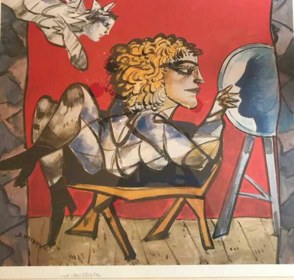 female figure print signed detail